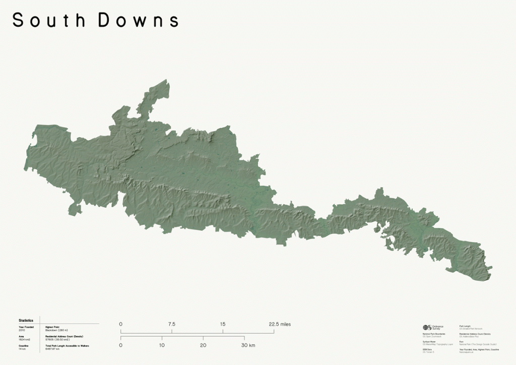 3D Relief Map of The South Downs National Park