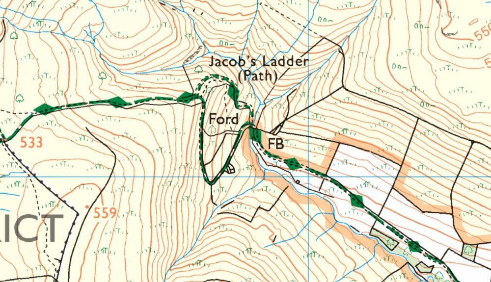 how are national trails shown on os maps green diamonds