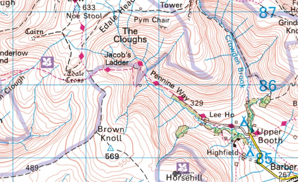 1:50000 - how are national trails shown on os maps red diamonds