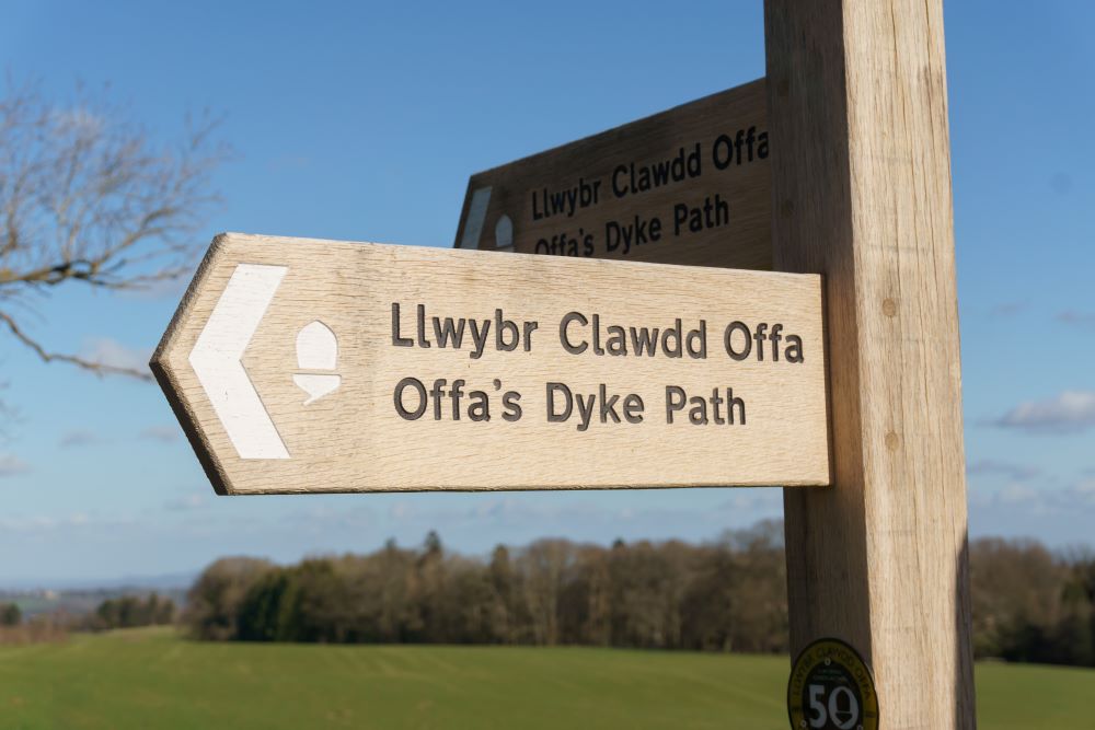 offas dyke path with a national trail acorn symbol