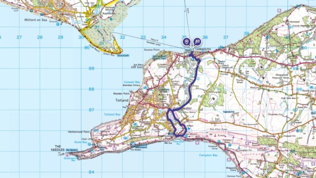 Freshwater bay cycle route map isle of wight