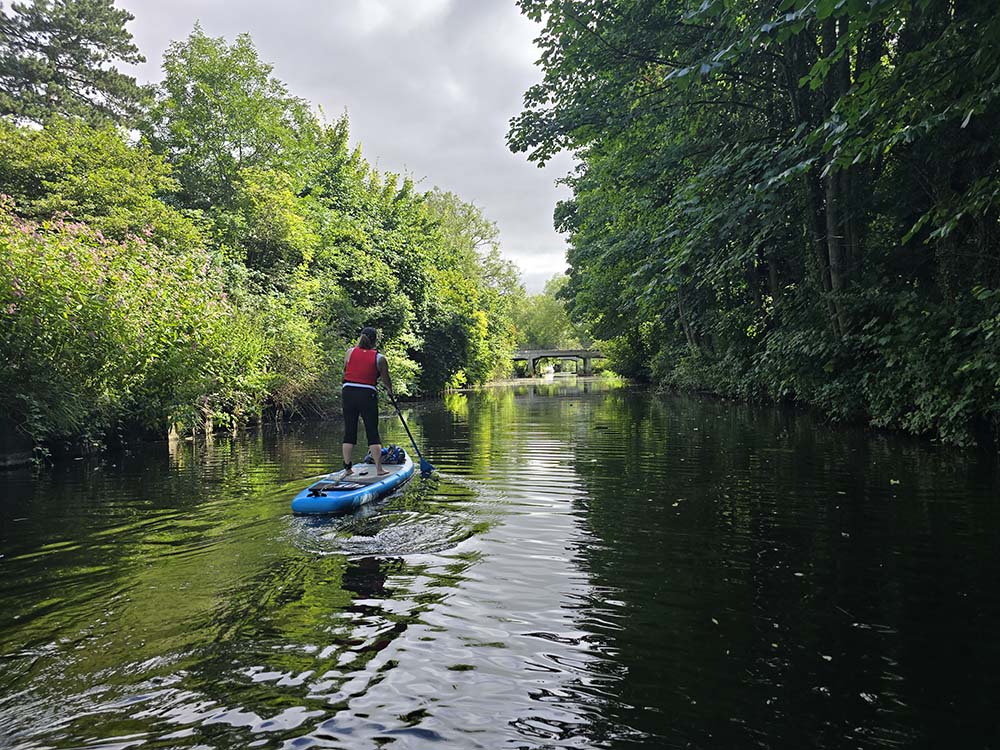 Paddleboarding the Shaded by trees - River Ure from Boroughbridge to Linton