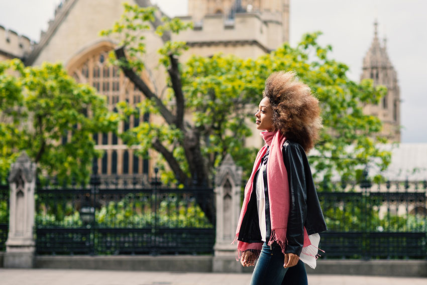 Woman walking on an urban street