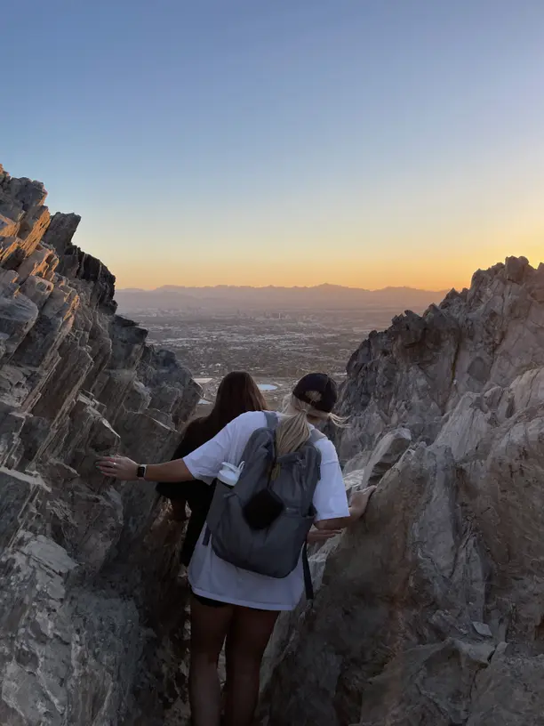 Woman hiking in hills