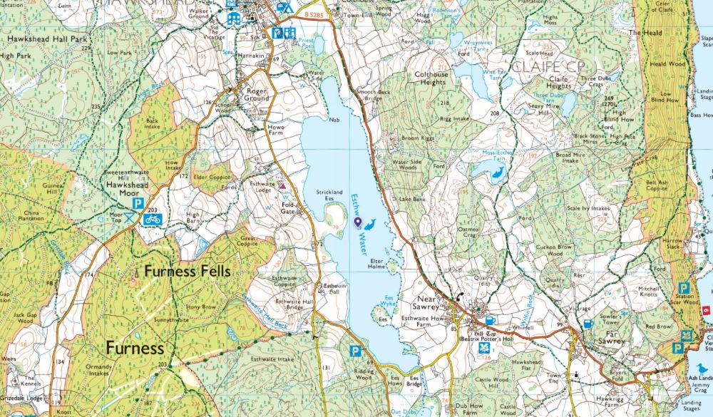 map of esthwaite water footpaths no swimming permitted