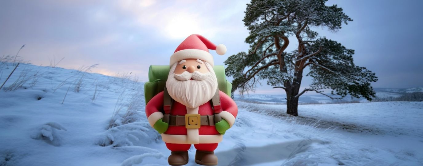 father christmas on a hike