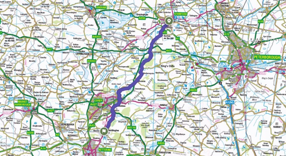 geddington to stamford map