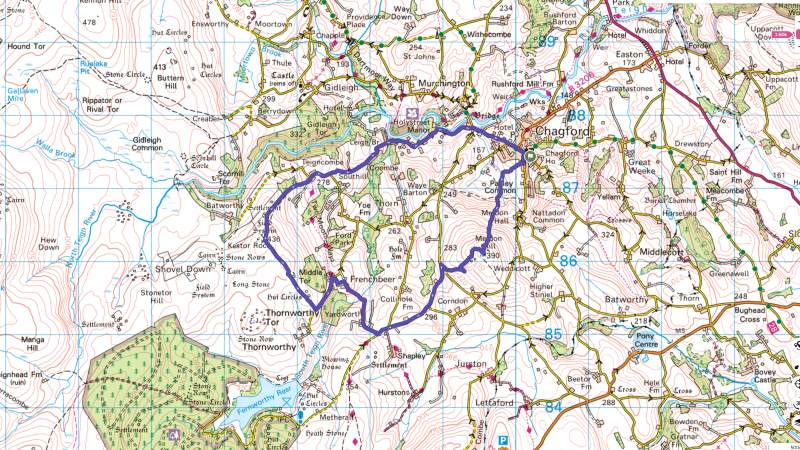 Chagford Walking Route map