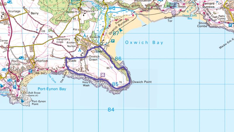 Oxwich Point Walking Route map
