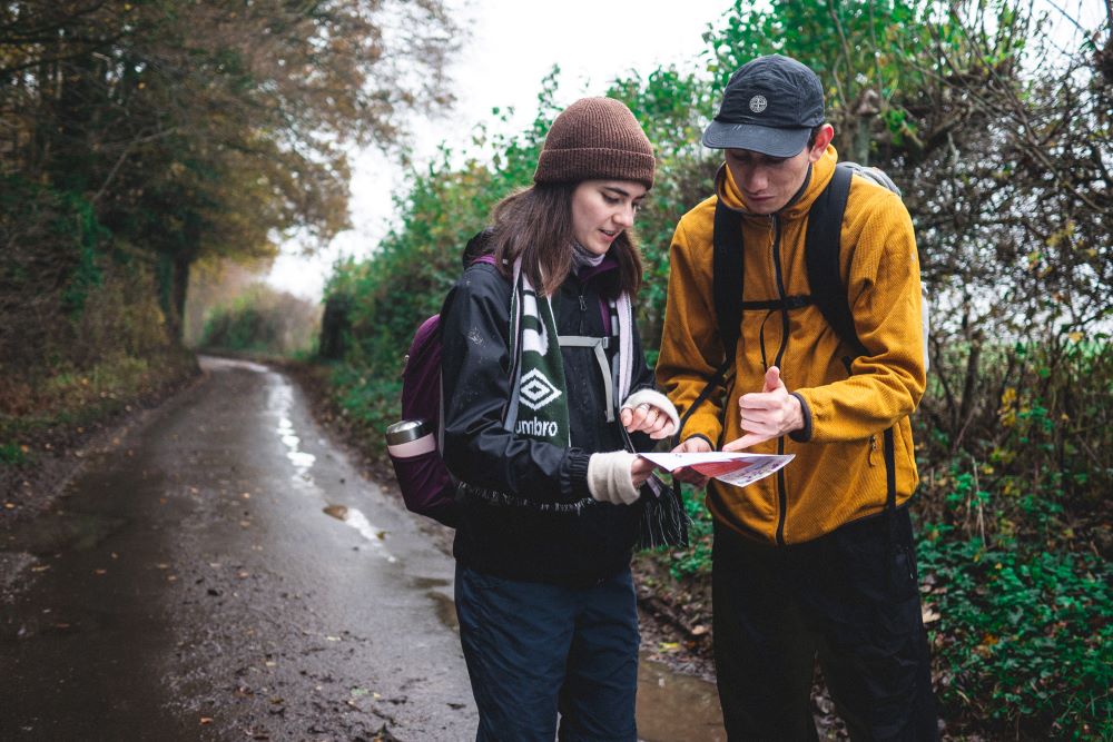 couple reading a map