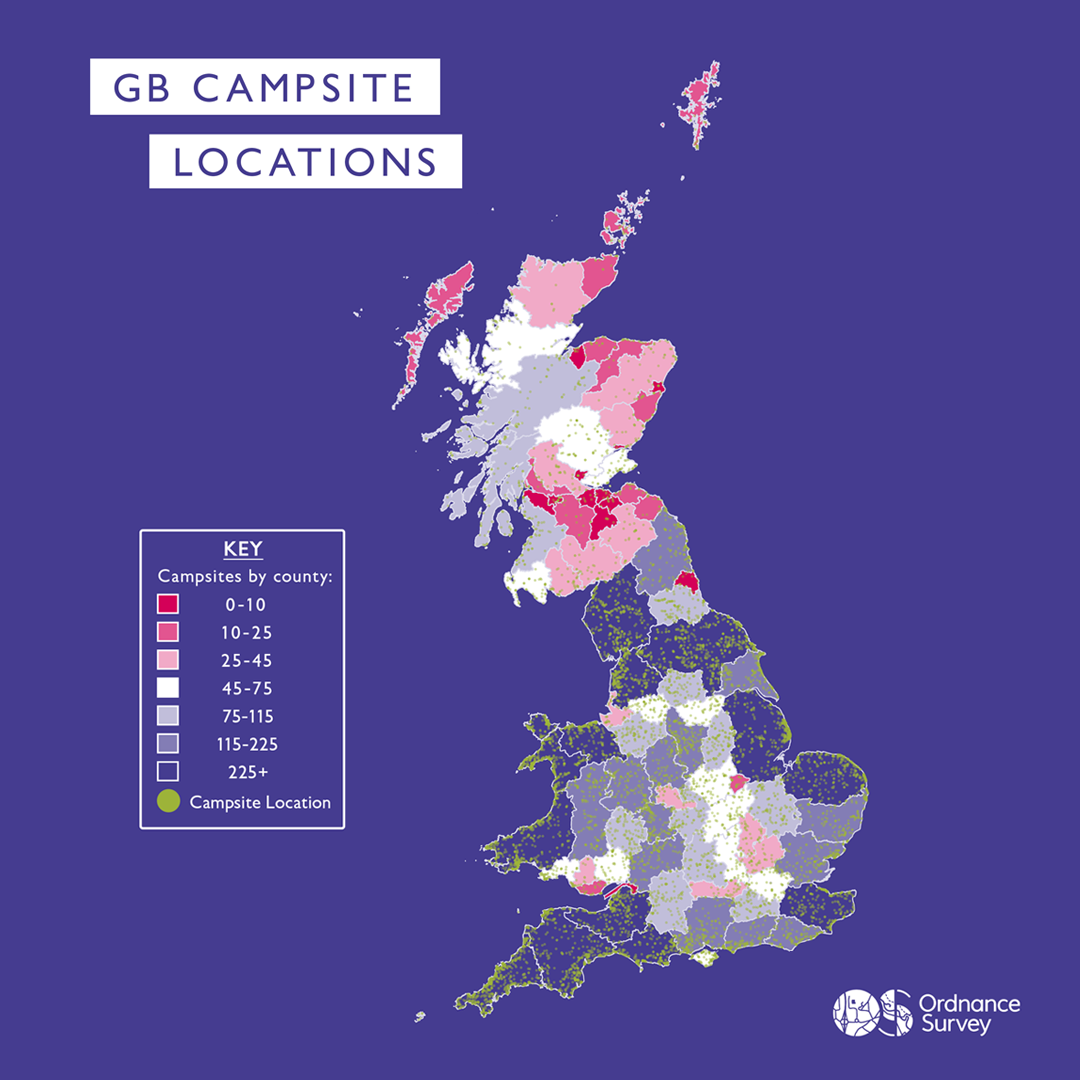 Map of campsites in Great Britain