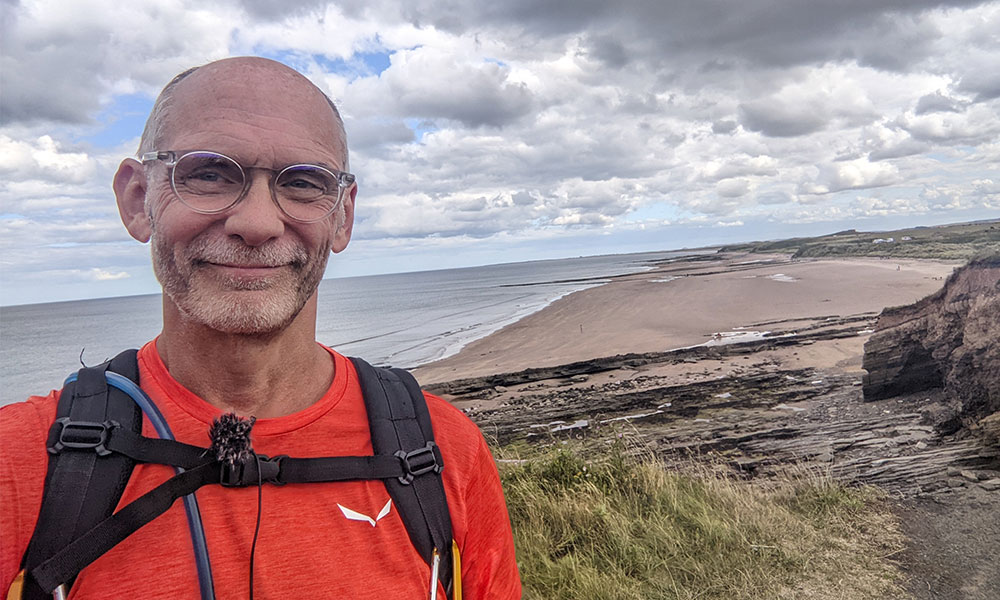 David Steel walking the Northumberland Coast Path