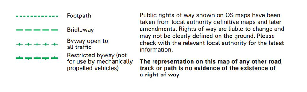 OS Map Symbols for public rights of way