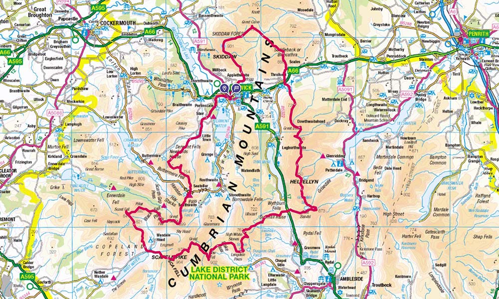 Bob Graham Round route in OS Maps