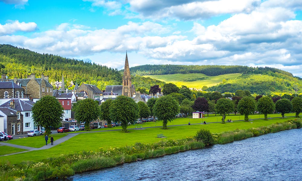  Peebles town with Glentress Forest behind