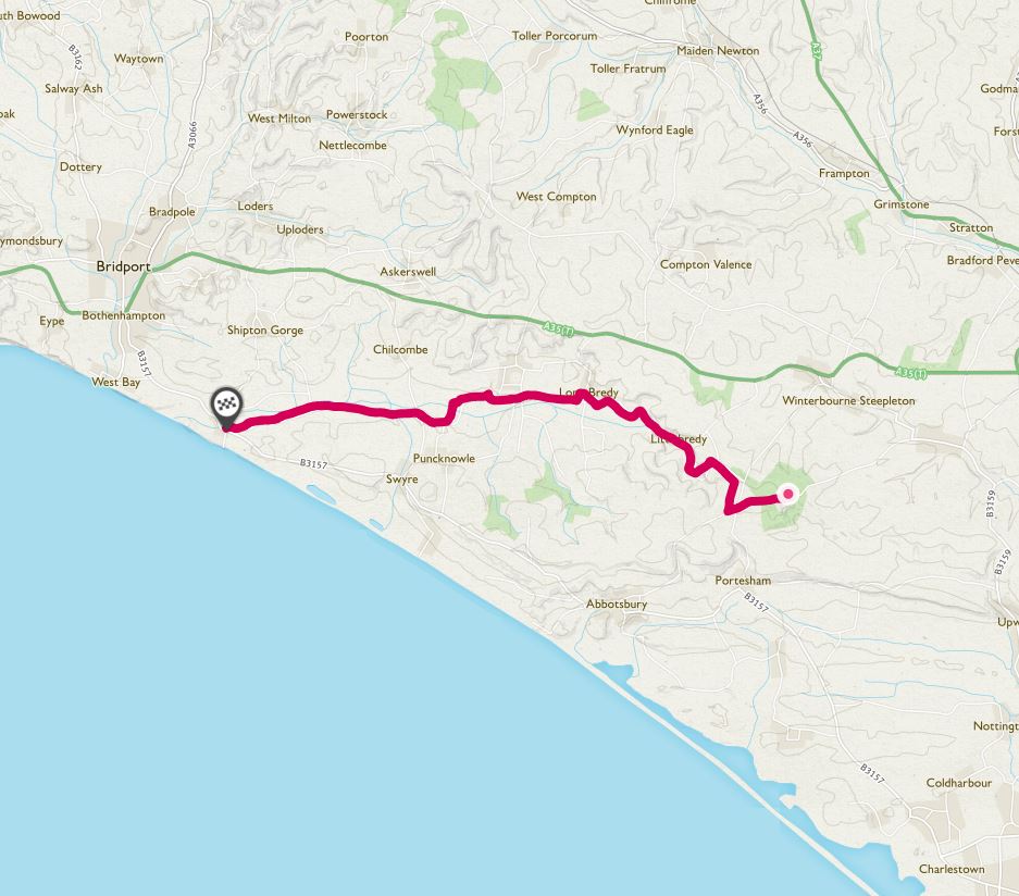 Route map: Bride Valley​