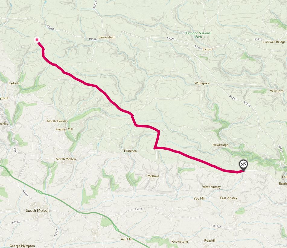 Route map: Mole’s Chamber to Anstey Barrow​