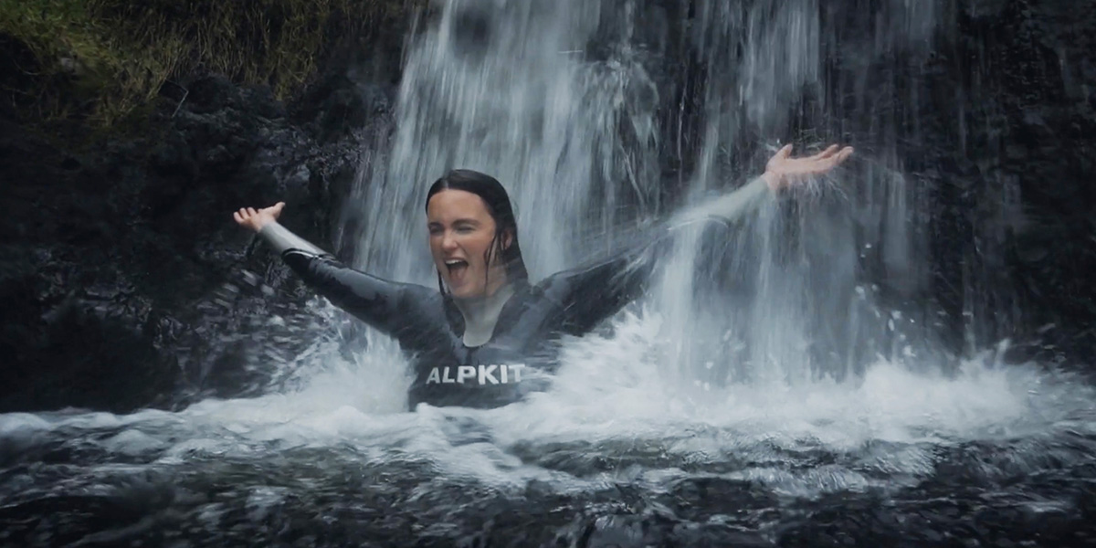 Laura in a waterfall