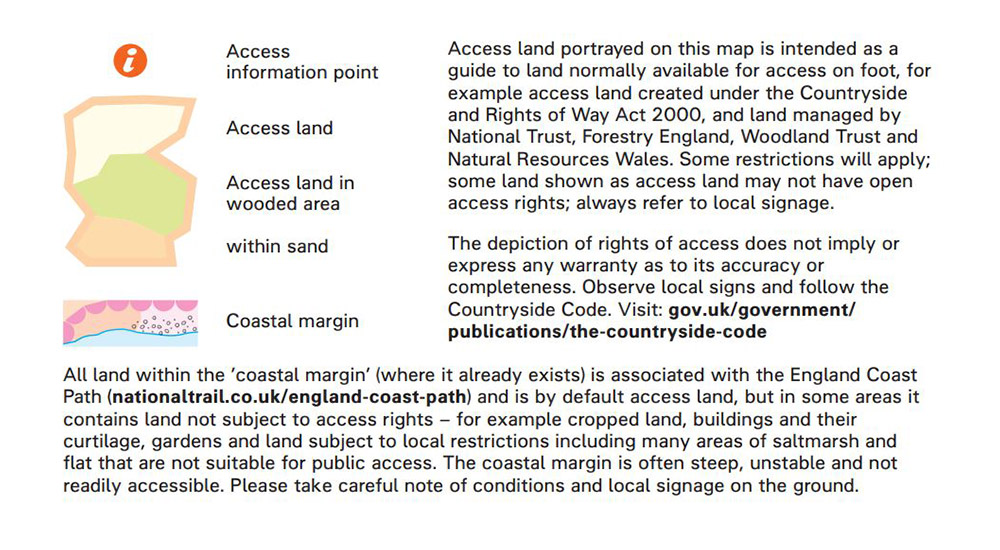 OS Map Symbols for access land england wales 