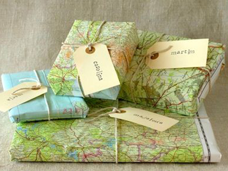 Map wrapped presents