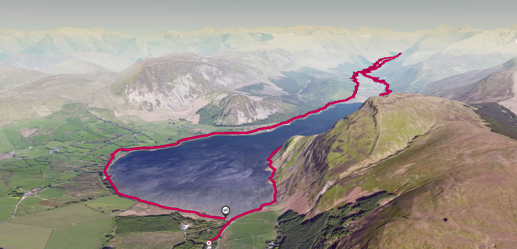 The route in OS Maps 3D view
