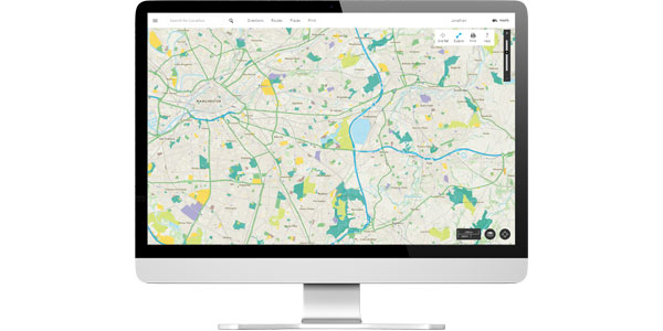 OS Greenspace map in a web browser in OS Maps